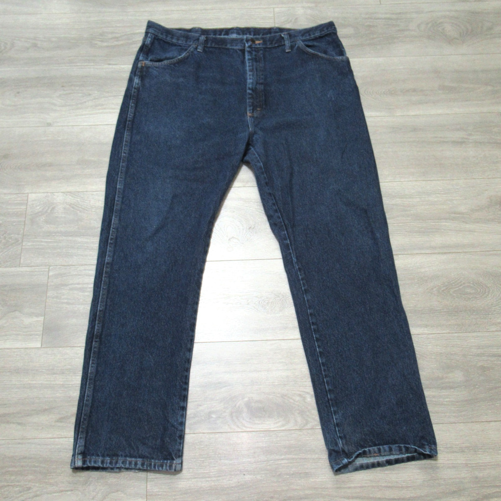 Rustler Straight Leg Jeans 42X32 Blue Dark Wash Denim Hi Rise 5 Pocket